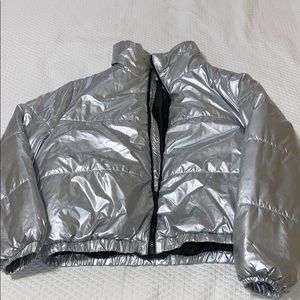 Target metallic puffer coat